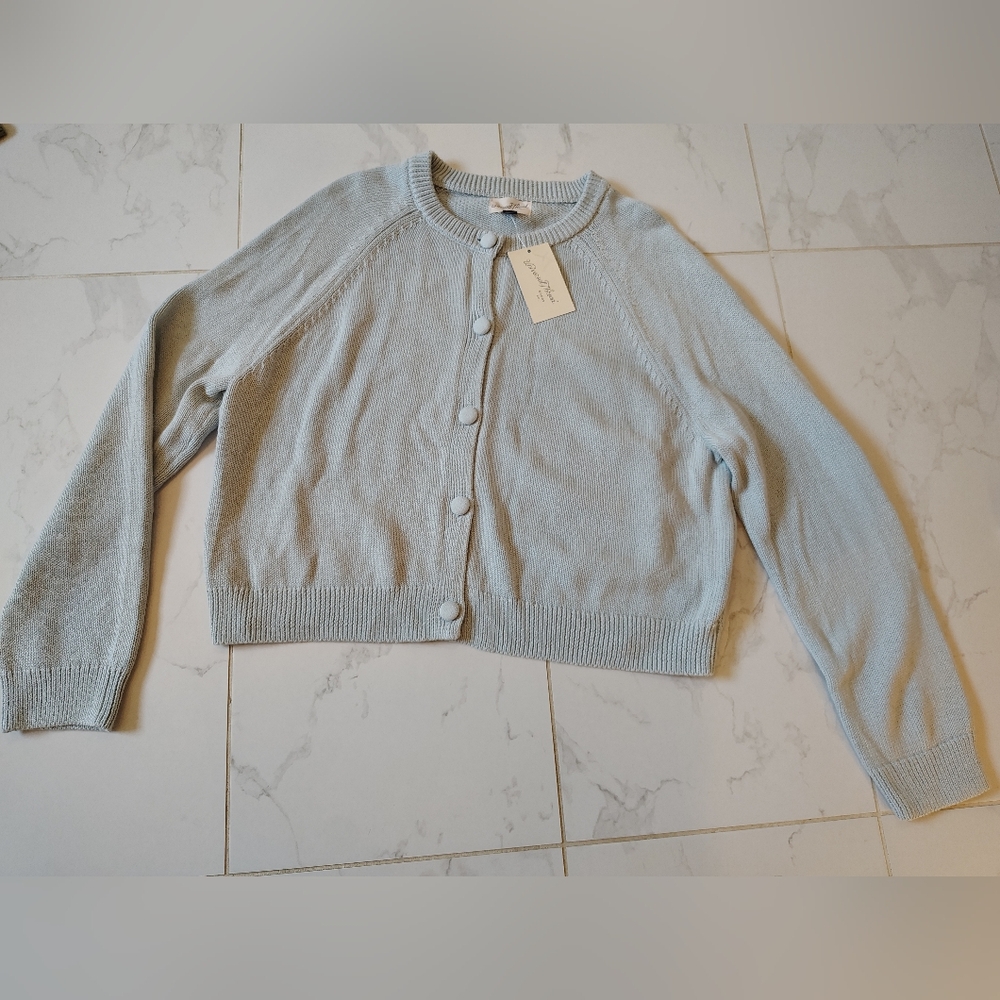 Universal Thread Soft Powder Blue Knit Cardigan w Covered Buttons- LG- Nvr worn